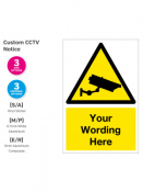 Custom Made W/ CCTV Symbol, 3mm Rigid Sign, 300x400mm.
