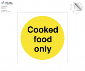Cooked Food Only. 100x100mm. Self Adhesive Vinyl Sticker