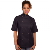 Short Sleeve Chefs Jacket with CoolMax Black Medium