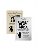A4 Silver Childrens Play Area/ Dog On Lead, Rigid Sign.