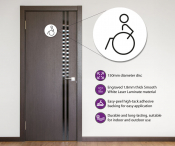 Disabled (Left) White Toilet Symbol, 150mm Disc, Self Adhesive.