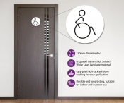Disabled (Right) White Toilet Symbol, 150mm Disc, Self Adhesive.