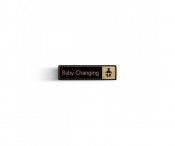 Baby Change Toilet Symbol with Text, Gold On Black, 180x45mm.