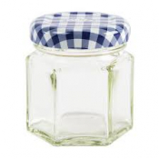 Kilner Hexagonal Twist Top Jar with Blue Gingham Lid 48ml