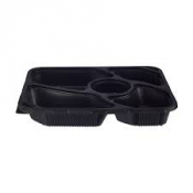 Container Base Rectangle 5 Compartment PP Black 257x299x50mm x200