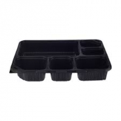 Container Base Rectangle 6 Compartment PP Black 290x220x50mm x150