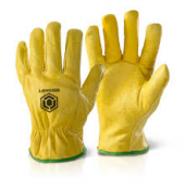 Beeswift Quality Lined Drivers Gloves Yellow (Green Cuff) Large