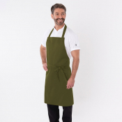 Dennys Bib Apron With Adjustable Halter - (No Pocket) Olive Green