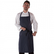 Dennys Butchers Striped Apron Black/White