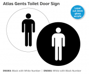 'Gents Toilet' Symbol Disc with Self Adhesive Backing White/Black 120mm
