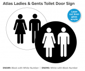 'Ladies & Gents' Symbol Disc with Self Adhesive Backing Black/White 120mm