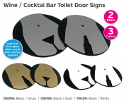 'Ladies' & 'Gents' Cocktail Door Disc Black/White 120mm x2
