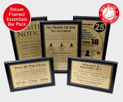 Framed Bar Licensing Sign Pack (Pkt 5 Framed Notices Gold)