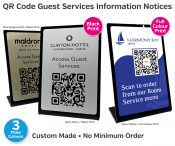 Silver/Blk Qr Code Guest Service Table Notice, 100x150x60mm