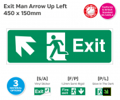 Exit Man (Arrow Up Left) Self-Adhesive Vinyl, 150x450mm.