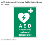 A.E.D Automated External Defib, Self-Adhesive, 150x200mm.