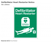 Defibrillator Heart Restarter, Self-Adhesive, 150x200mm.