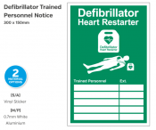 Defib Heart Restarter/ Trained Person, Self Adhesive Vinyl, 200x300mm.