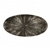 Churchill Stone Quartz Black Oval Chefs Plate 13 3/4X6 3/4inch