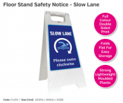 Slow Lane, Please Swim Clockwise Floor Stand, 620x300mm.