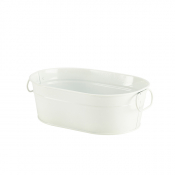 Galvanised Steel Serving Bucket White 23 x 15 x 7cm