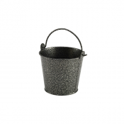 Galvanised Steel Hammered Serving Bucket 10cm Dia Silver