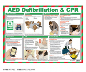 Aed Defibrilllation & Cpr Poster, 590x420mm.