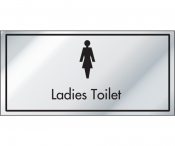 Brushed Silver 'Ladies Toilet' Notice, 100x200mm.