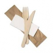 Wooden Cutlery Set 3in1 (includes Fork, Knife & Napkin) x250