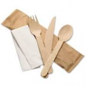 Wooden Cutlery Set 4in1 (includes Fork, Knife, Spoon & Napkin) x250