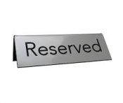 Metallic Silver, Laser Engraved Reserved Tent Sign