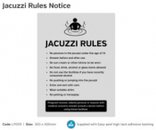 Silver 'Jacuzzi Rules' Notice, 300x400mm.