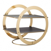 Artes� 2-Tier Geometric Brass-Finished Serving Stand with Slate Serving Platters
