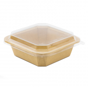 Octa Square Box Kraft PE 650ml/22oz with RPET Antifog Lid x50
