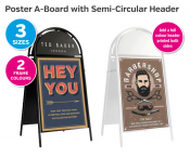A1  Poster Pavement Display Semi Circular Header.White Frame