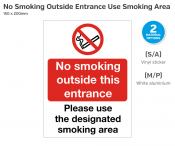 No Smoking Symbol, Rigid Sign, 100x100mm.