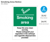 Smoking Area Notice, Self-Adhesive Vinyl, 150x200mm.