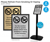 Refrain Smoking/ Guest Comfort, F/ Stand Silver, 250x330mm.