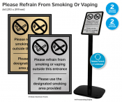 No Smoking Outside/ Designated Area, F/Stand Silv, 223X308mm