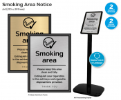 Smoking Area Keep Clean & Tidy, Freestand Silver, 250x330mm.