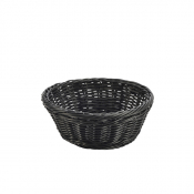 Bread Basket Polywicker Round Black 8x3inch