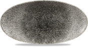 Churchill Raku Quartz Black Oval Chefs Plate 11 4/5X5 3/4inch
