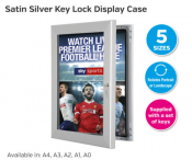 A2 Silver Anodised, Key Lock Poster Display Case.