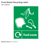 Food Waste Recycling Bin, Self-Adhesive Vinyl, 200x150mm.