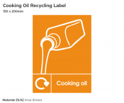Cooking Oil Recycling, Self-Adhesive Vinyl, 200x150mm.