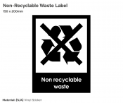 Non Recyclable Waste Recycling, Self-Adhesive, 200x150mm.