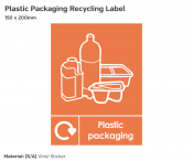 Plastic Packaging Recycling, Self-Adhesive Vinyl, 200x150mm.
