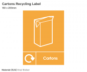 Cartons Recycling, Self-Adhesive Vinyl, 200x150mm.