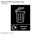 General Waste Recycling, Self-Adhesive Vinyl, 200x150mm.