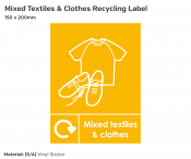 Mixed Textiles & Clothes Recycling, Self-Adhesive, 200x150mm
